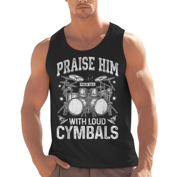 Praise Him With Loud Cymbals Psalm 150-5 Vintage Drum Kit Men Tank Top