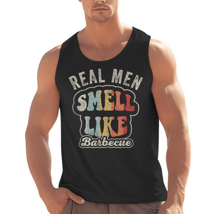 Real Men Smell Like Barbecue Grilling BBQ Dad Graphic Men Tank Top
