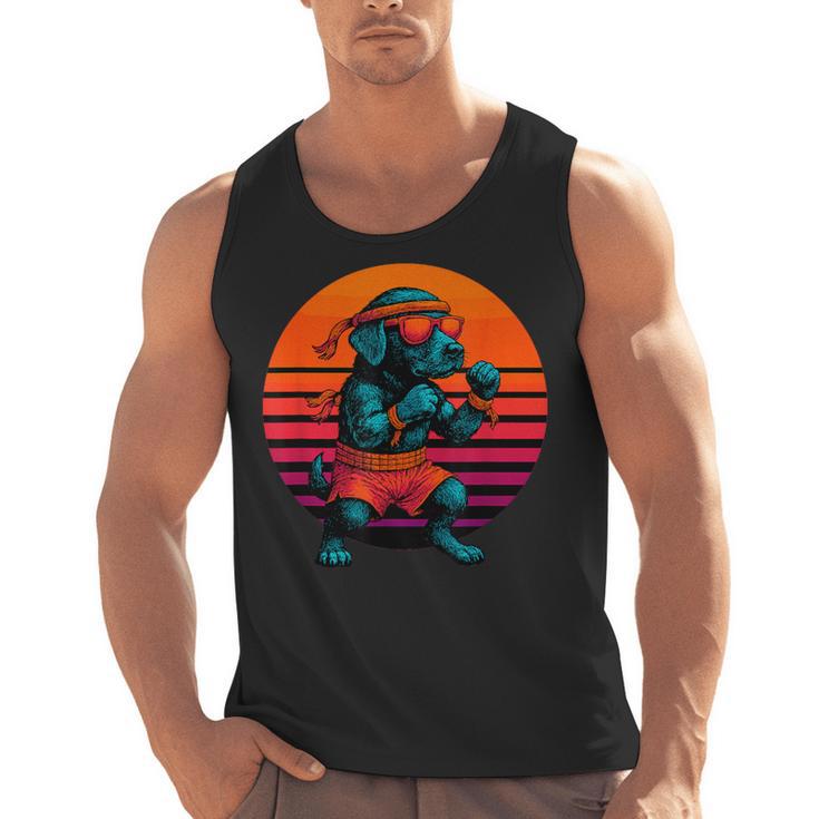 Retro Dog With Gloves Muay Thai Fighter Men Tank Top