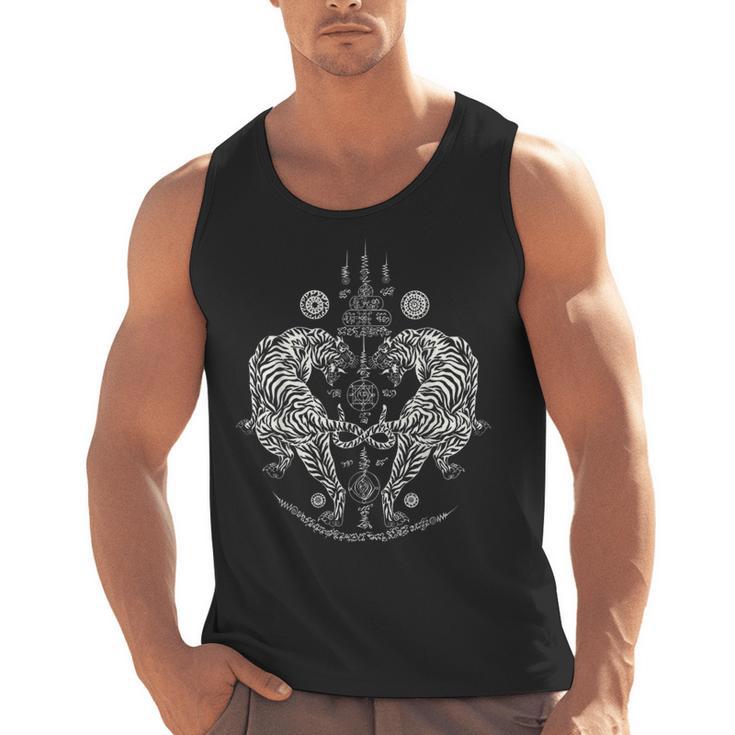 Sak Yant Thai Tattoo Twin Tiger For Muay Thai Fighter Boxing Men Tank Top