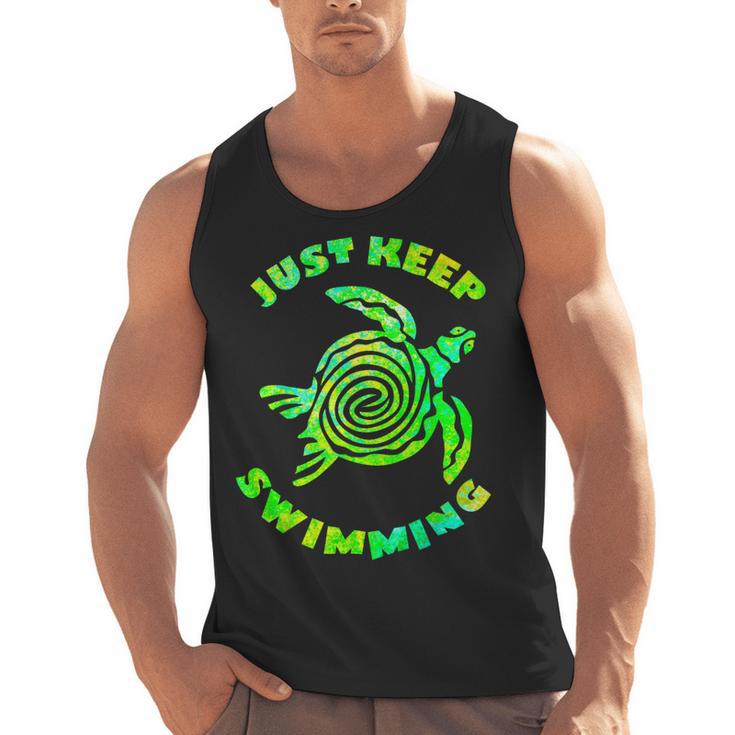 Sea Turtle Just Keep Swimming Ocean Beach Vacation Men Tank Top