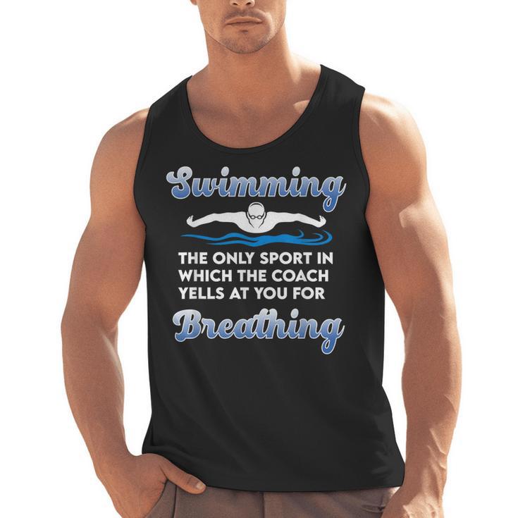 Swim Team Swimming Coach Quote Swim Breathing Joke Men Tank Top