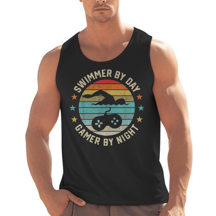 Swimmer By Day Gamer By Night Swimming Swim Lover Gaming Men Tank Top