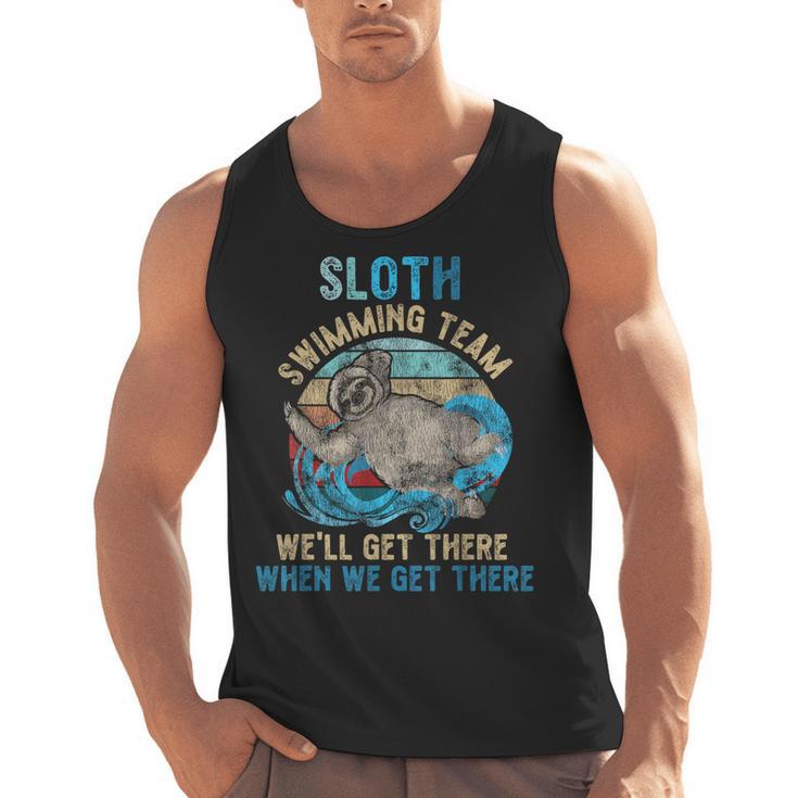 Swimmer Swim Sloth Swimming Team Retro Men Tank Top