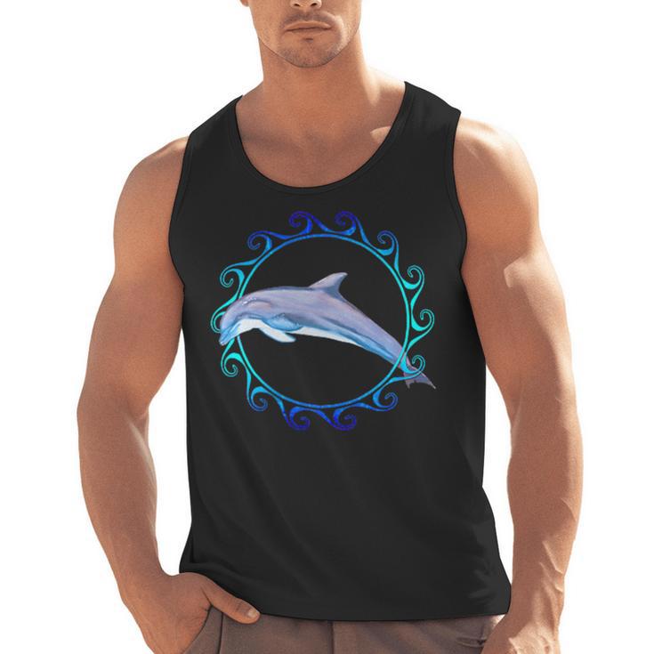 Swimming Dolphin Maori Sun Tribal Waves 2-Sided Men Tank Top