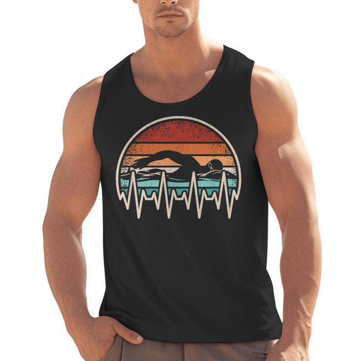 Swimming Heartbeat Retro Swim Swimmer Men Women Men Tank Top