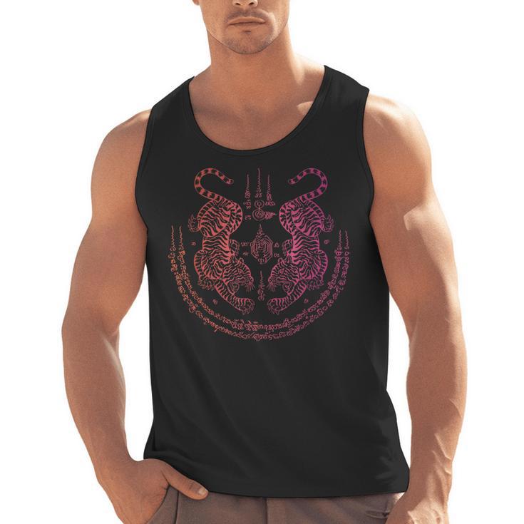Thai Tattoo Twin Tiger Sak Yant Muay Thai Thailand Graphic Men Tank Top
