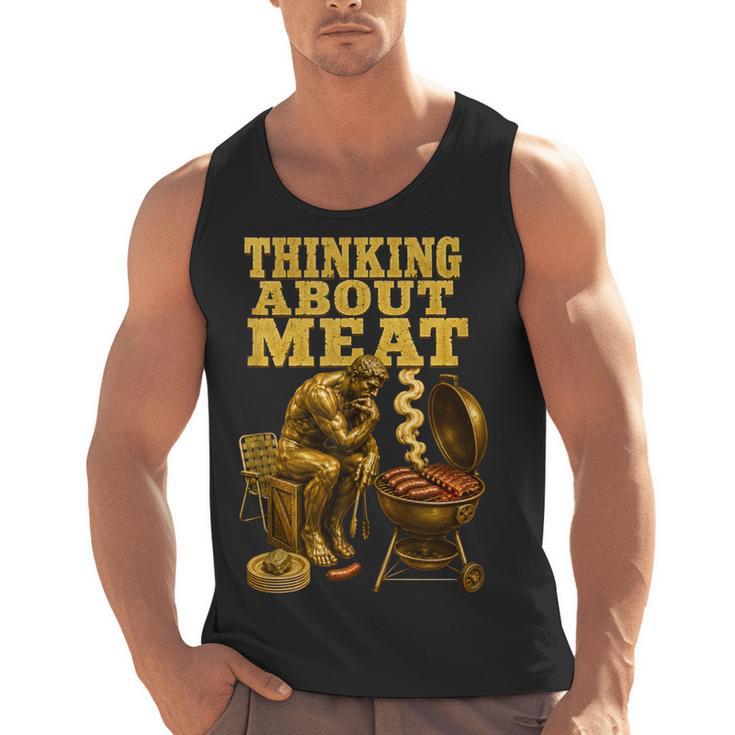 Thinking About Meat BBQ Dad Humor Men Tank Top, trending gift