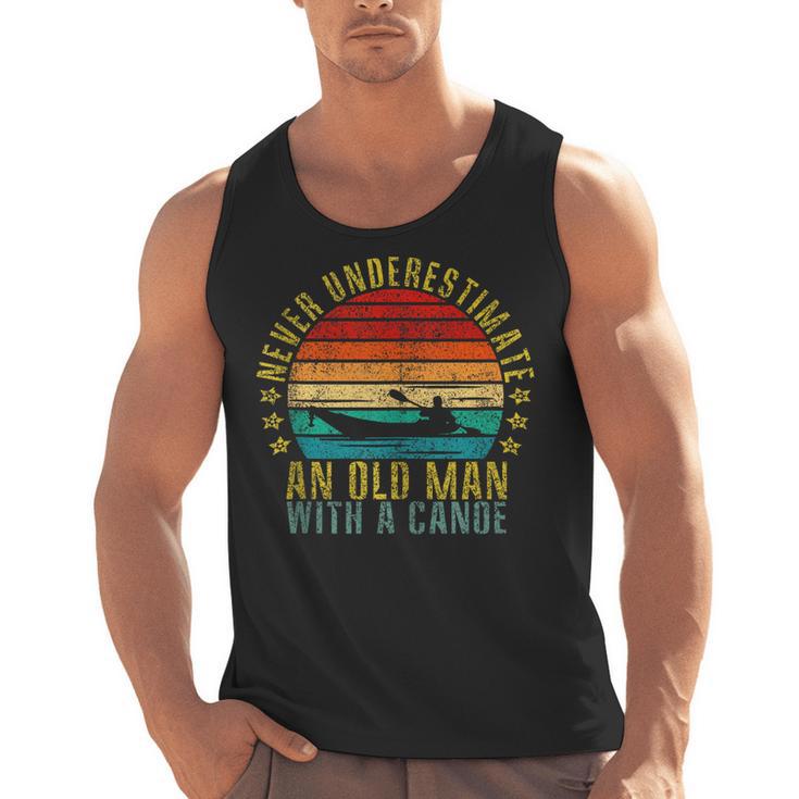 Never Underestimate An Old Man With a Canoe Retro Sleeveless Men Tank Top