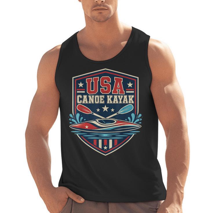 USA Canoe Kayak Paddling American Flag Emblem Men Tank Top