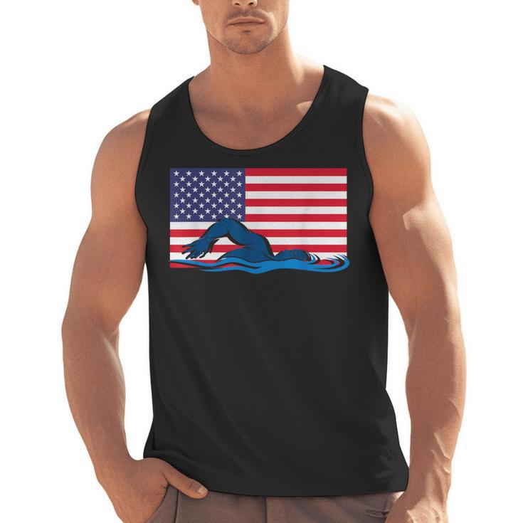 USA Flag Swimmer Swimming Sport Athlete Swim Swimming Men Tank Top