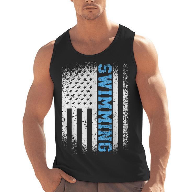 USA Flag Swimming Swim American Swimmer Men Tank Top