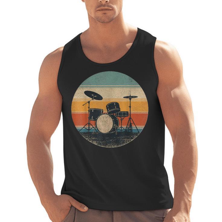 Vintage Drum Kit Silhouette Retro Music Men Tank Top