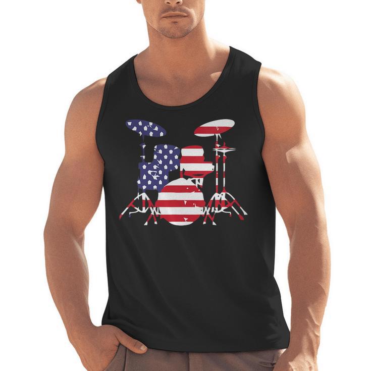 Women's American Flag Drum Kit Patriotic US Drum Art Men Tank Top