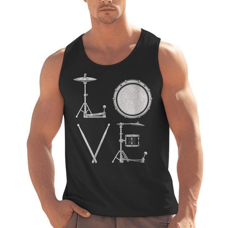 Women's Drum Kit Love Illustration For Music Enthusiasts Men Tank Top