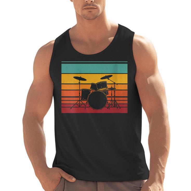 Women's Retro Drum Kit Silhouette With Color Stripes Men Tank Top