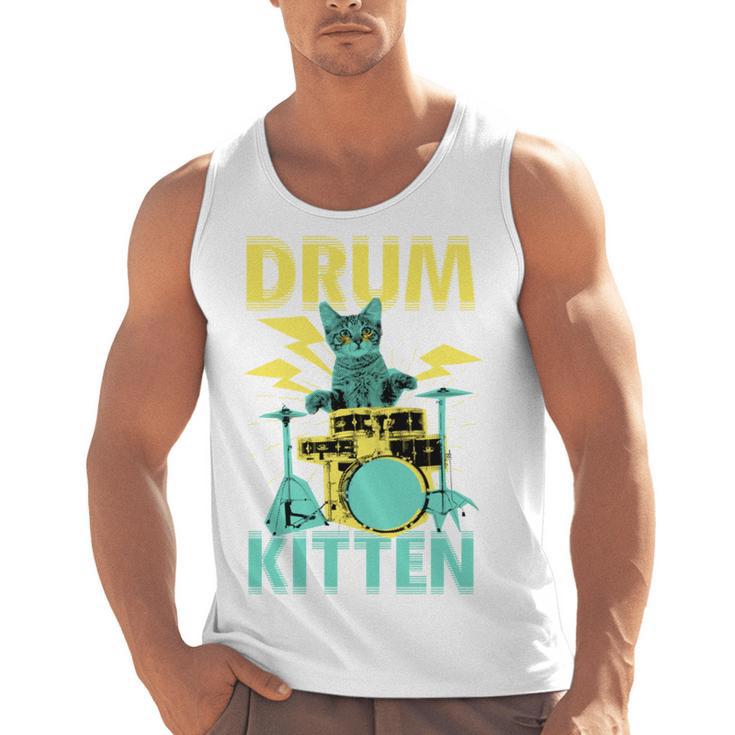 Cute Drummer Cat Drum Kitten Men Tank Top
