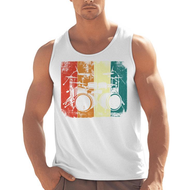 Drumset Cool Retro Vintage Drum Kit Drummer Music Percussion Men Tank Top