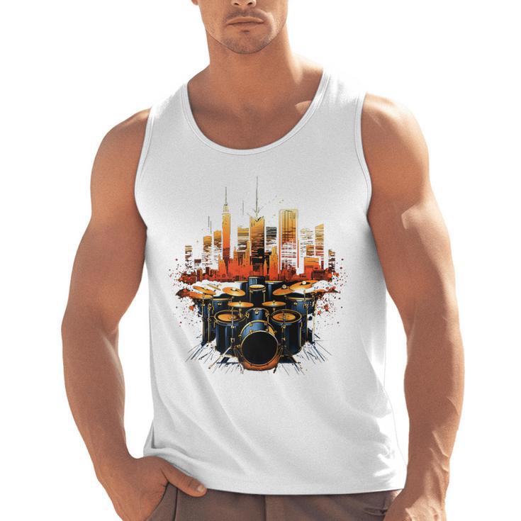 Drumset Drum Kit Music Drummer Drumming Raglan Baseball Tee Men Tank Top