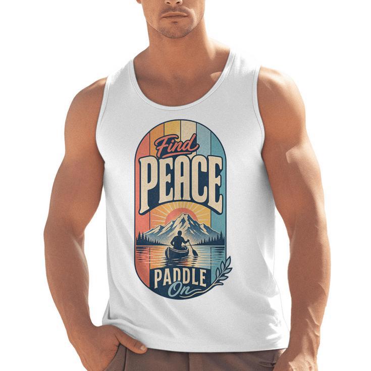 Find Peace Paddle On Canoe Mountain Sunset Men Tank Top
