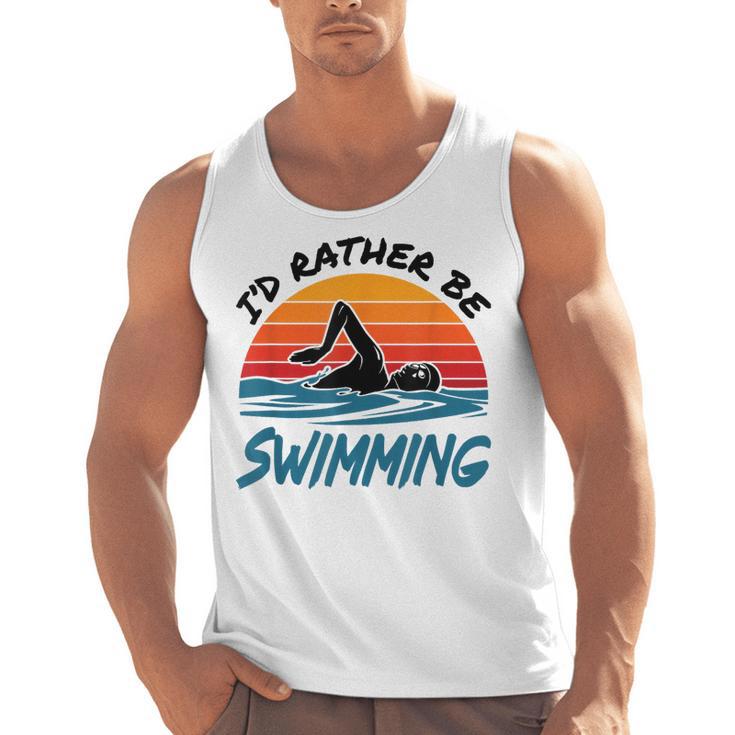 I'd Rather Be Swimming Retro Swim Swimmer Men Tank Top