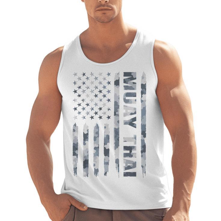 Muay Thai American Flag Camo Military Patriotic Men Tank Top