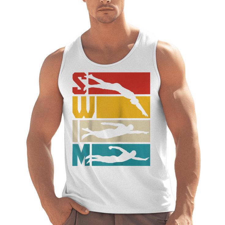 Swim Swimming Vintage Retro Swimmer Raglan Baseball Tee Men Tank Top