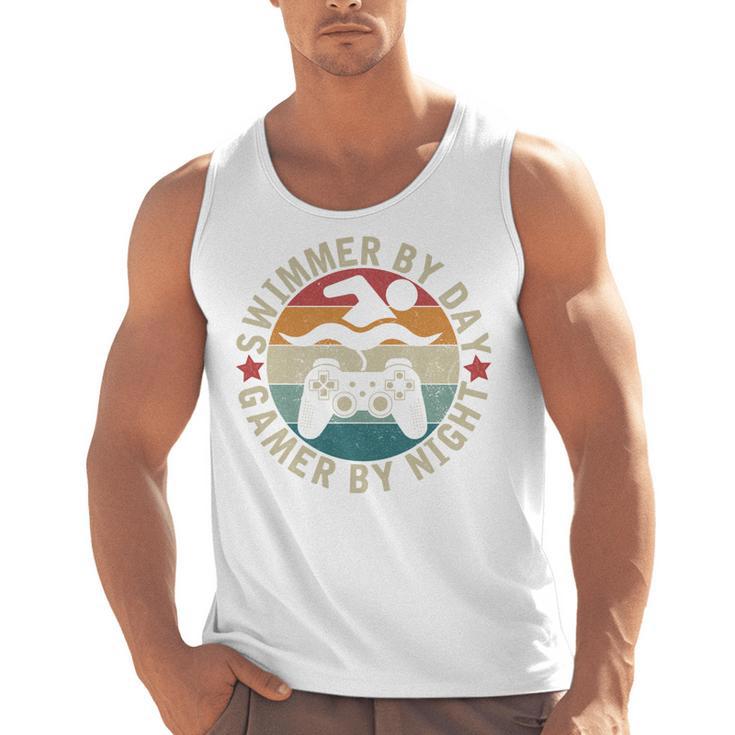 Swimmer By Day Gamer By Night Swimming Swim Gaming Men Tank Top