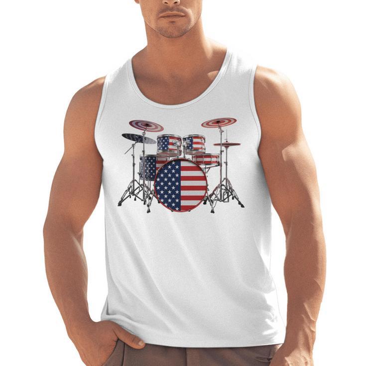USA Patriotic Drum Kit American Flag Drum Set Men Tank Top