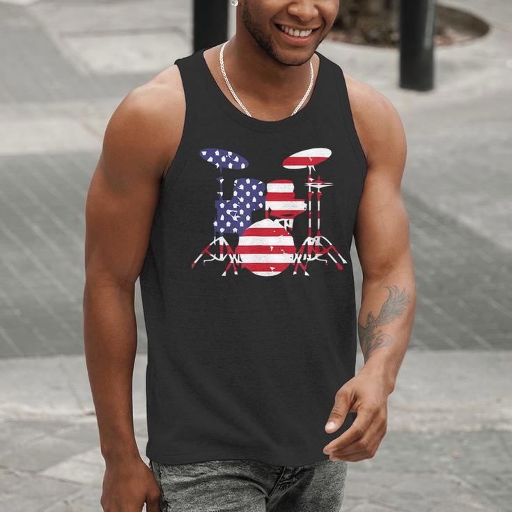 American Flag Drum Kit Patriotic US Drum Art Men Tank Top American Flag Drum Kit Patriotic US Drum Art Men Tank Top