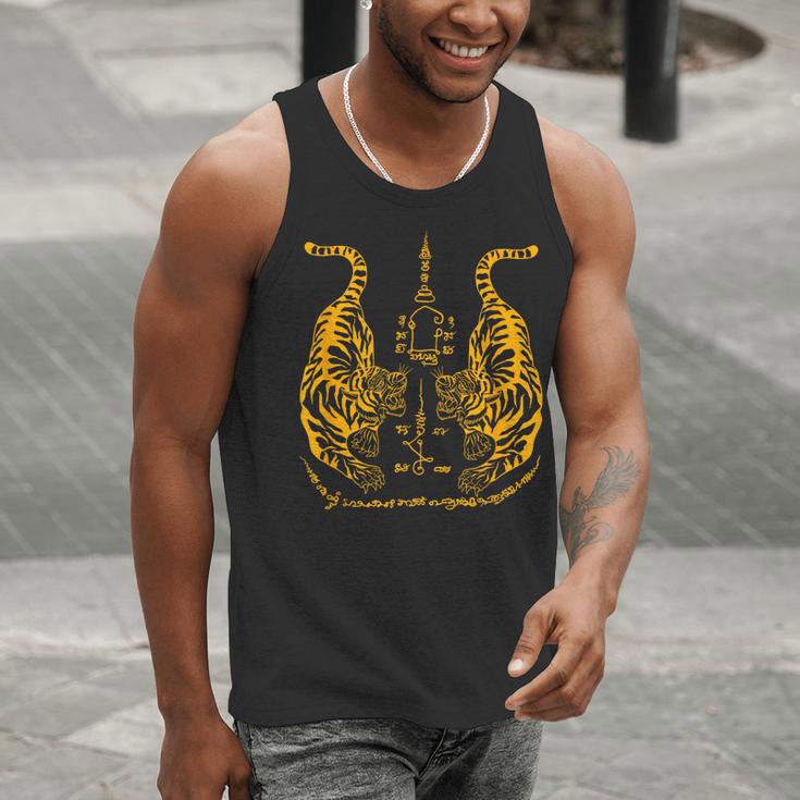 Awesome Orange Double Tiger Muay Thai Sak Yant Men Tank Top Awesome Orange Double Tiger Muay Thai Sak Yant Men Tank Top