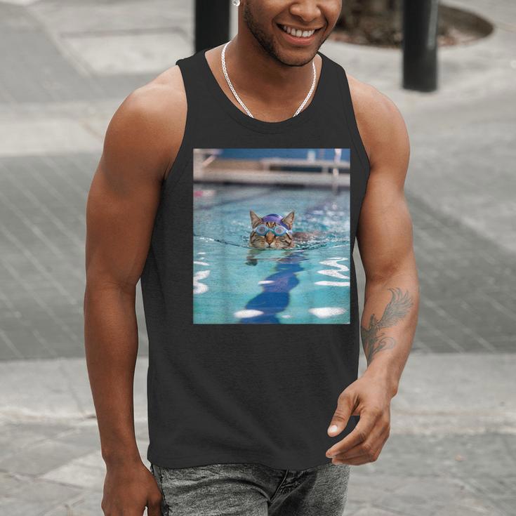 Competitive Swim Team Funny Kitty Cat Swimming Men Tank Top Competitive Swim Team Funny Kitty Cat Swimming Men Tank Top