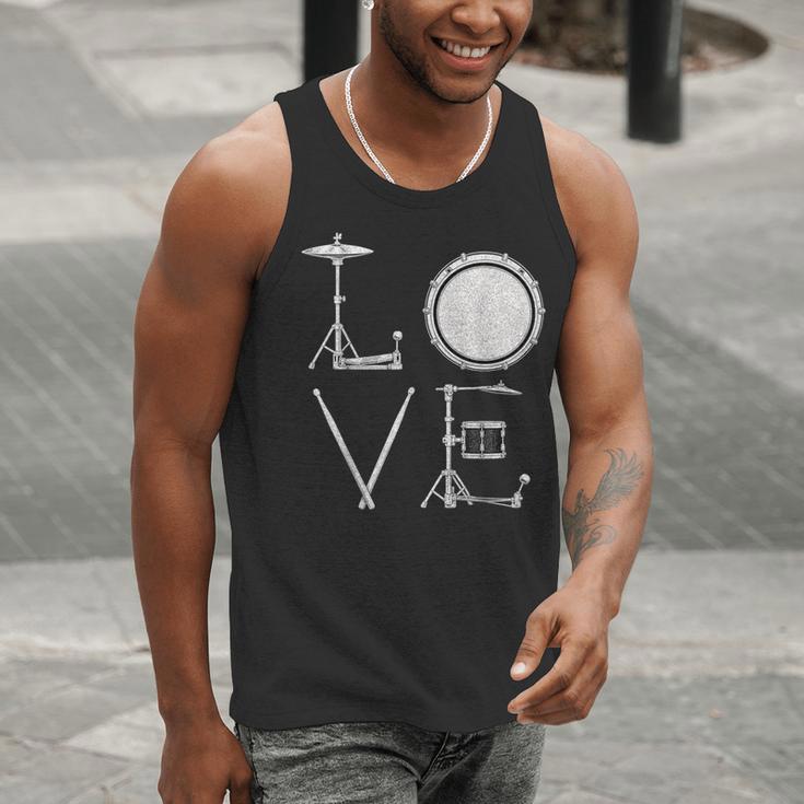 Drum Kit Love Illustration For Music Enthusiasts Men Tank Top Drum Kit Love Illustration For Music Enthusiasts Men Tank Top