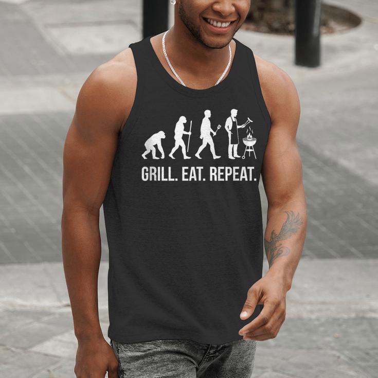 Grill Eat Repeat BBQ Dad Evolution Barbecue Men Tank Top