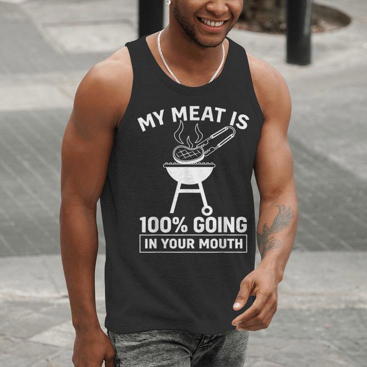 My Meat Is 100 Going In Your Mouth BBQ Dad Grilling Men Tank Top My Meat Is 100 Going In Your Mouth BBQ Dad Grilling Men Tank Top