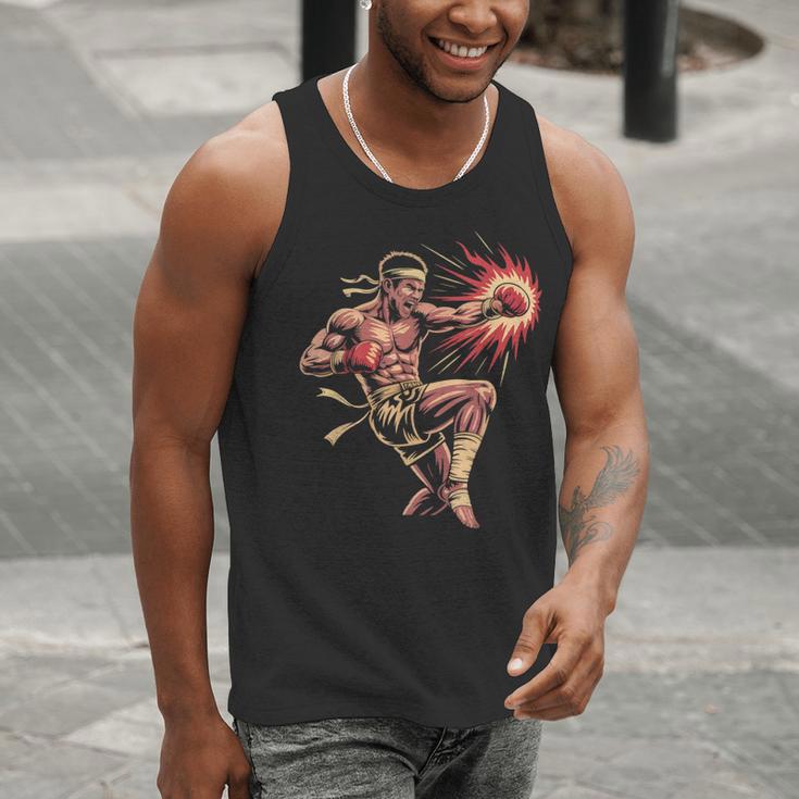 Muay Thai Fighter Southpaw Stance Minimal Silhouette Clean Men Tank Top