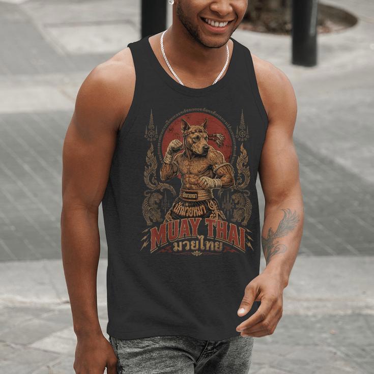 Muay Thai Roots Vintage Thai Boxing Fighter Thailand Dog Men Tank Top