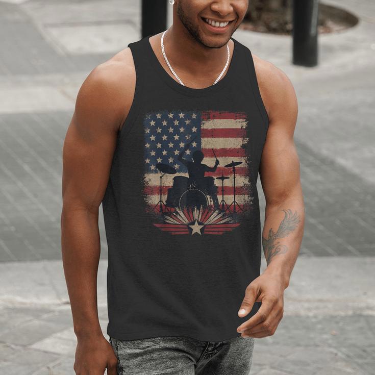 Patriotic Drum Kit Silhouette American Flag Men Tank Top Patriotic Drum Kit Silhouette American Flag Men Tank Top
