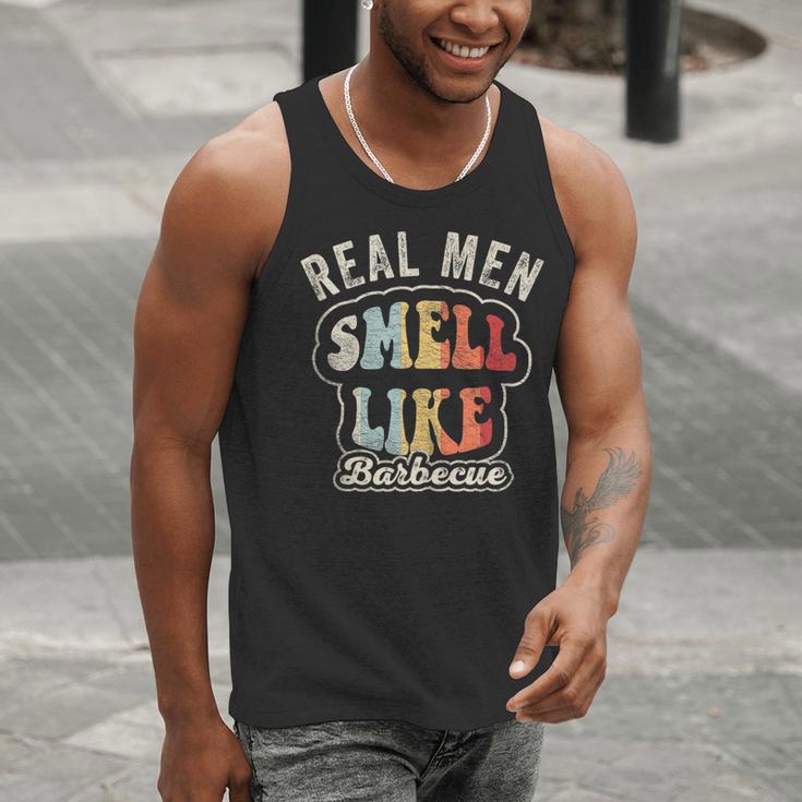 Real Men Smell Like Barbecue Grilling BBQ Dad Graphic Men Tank Top