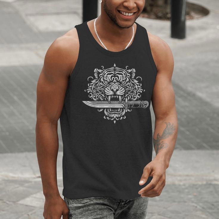 Sak Yant Muay Thai MMA Tattoo Tiger Head Knife Martial Art Men Tank Top Sak Yant Muay Thai MMA Tattoo Tiger Head Knife Martial Art Men Tank Top