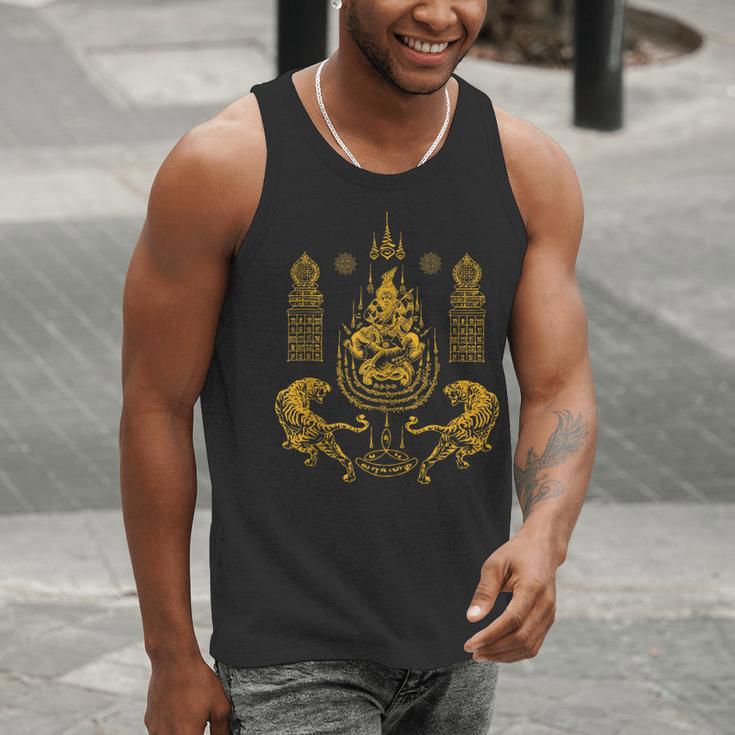 Sawadee Thai Traditional Sak Yant Thai Twin Tigers Muay Thai Men Tank Top