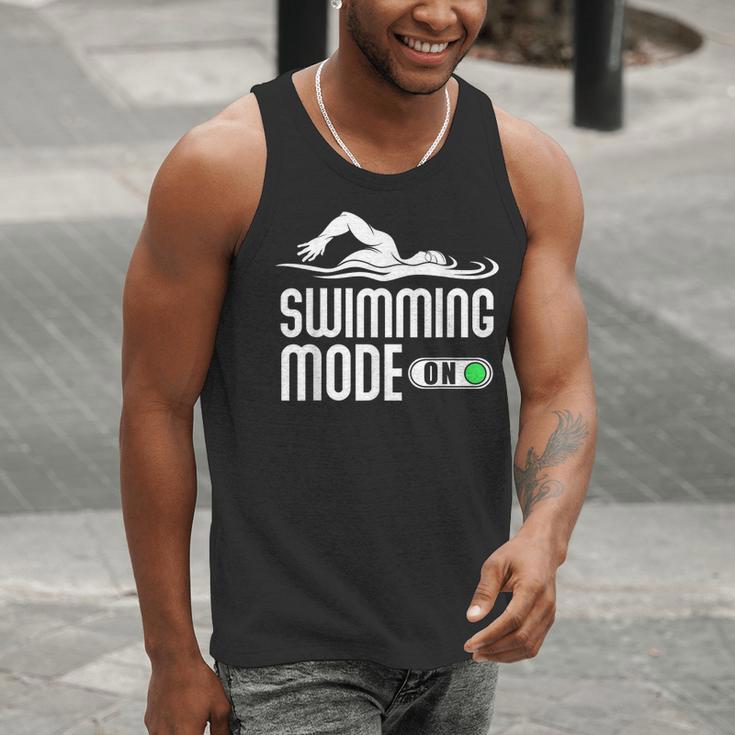 Swim Slogan Funny Swimming Mode On Swim Men Tank Top