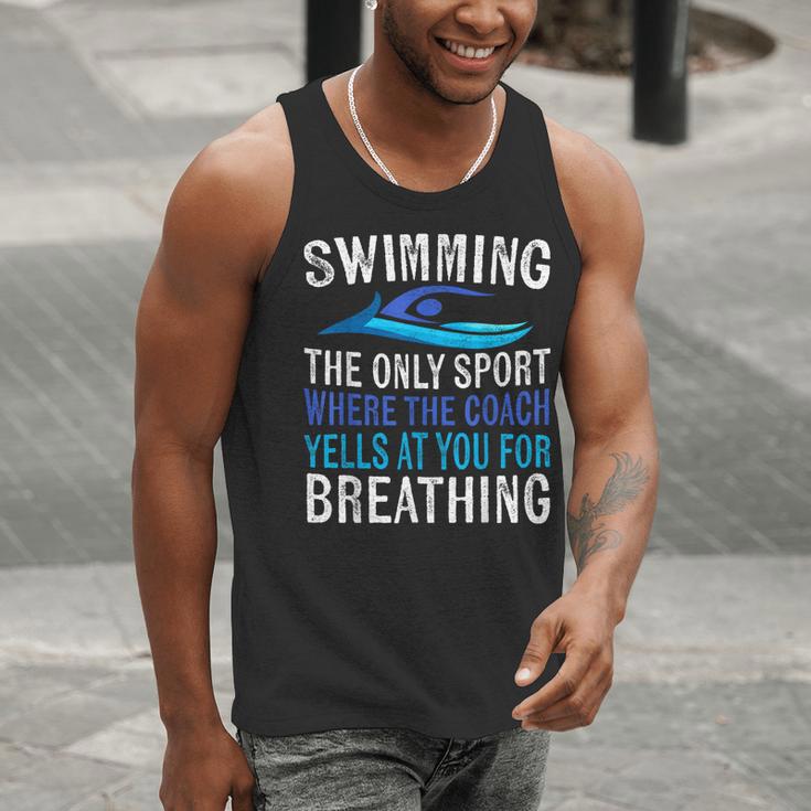 Swimming Only Sport Where The Coach Swimmer Swim Team Men Tank Top Swimming Only Sport Where The Coach Swimmer Swim Team Men Tank Top