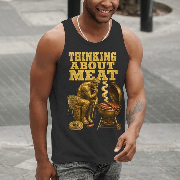 Thinking About Meat BBQ Dad Humor Men Tank Top