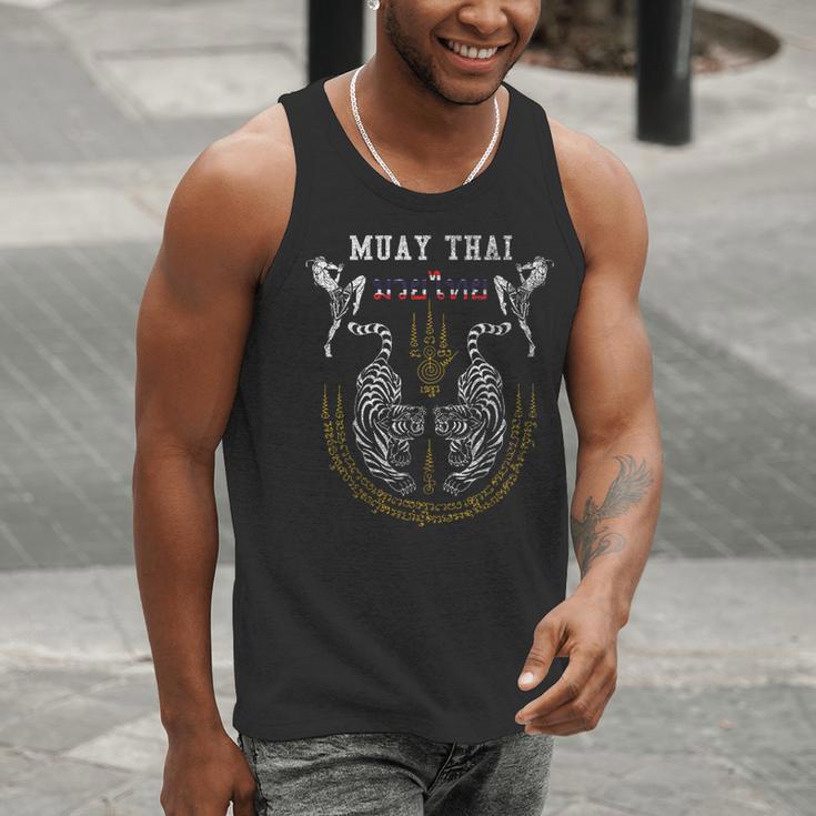 Twin Tiger Sak Yant Muay Thai Fighter Tee Martial Art Men Tank Top
