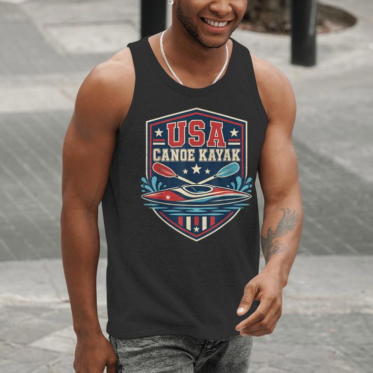 USA Canoe Kayak Paddling American Flag Emblem Men Tank Top USA Canoe Kayak Paddling American Flag Emblem Men Tank Top