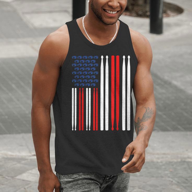 USA Flag Drummer Music Drum Kit Men Tank Top