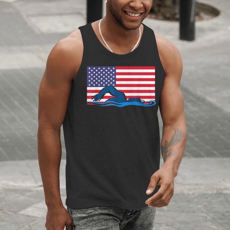 USA Flag Swimmer Swimming Sport Athlete Swim Swimming Men Tank Top USA Flag Swimmer Swimming Sport Athlete Swim Swimming Men Tank Top