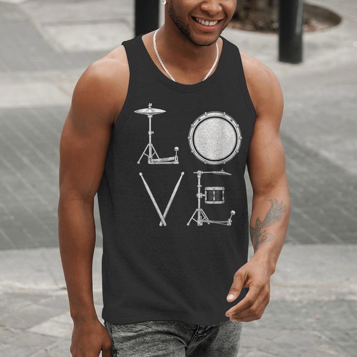 Women's Drum Kit Love Illustration For Music Enthusiasts Men Tank Top Women's Drum Kit Love Illustration For Music Enthusiasts Men Tank Top