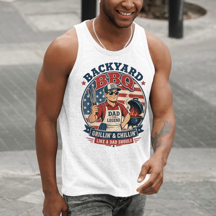 Backyard BBQ Dad Grill Boss Patriotic Fourth Of July Barbecu Men Tank Top